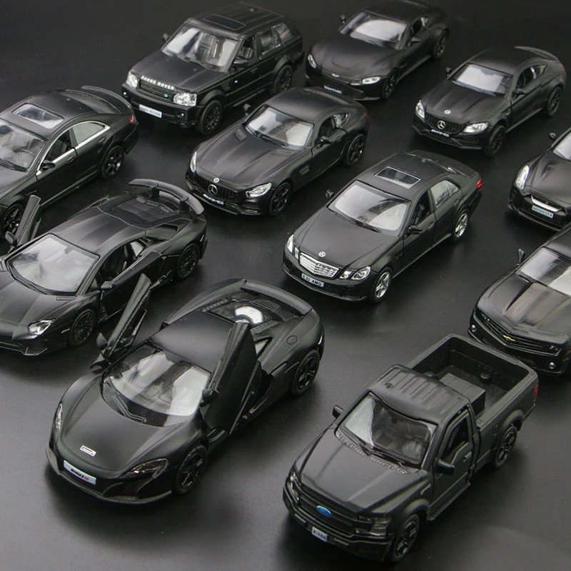 Matte Black Series Volkswagen BMW Audi Lamborghini Chevrolet Ford Toyota Diecast & Toy Vehicles RMZ City 1:36 Alloy Car Model