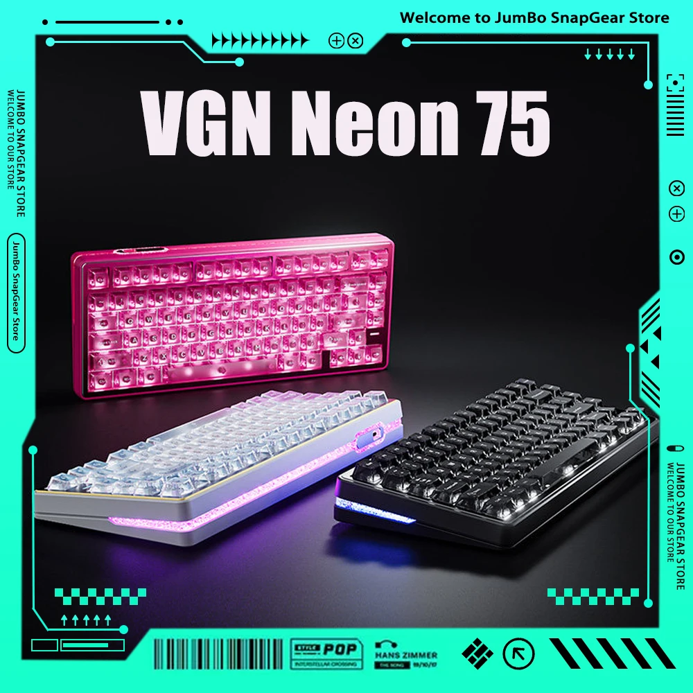 Teclado Mecánico VGN Neon 75 Ultimate, Tri-Modo, E-Sport, Interruptores Magnéticos, para Videojuegos, Gamer Valorant, 8000mah, Accesorio para PC