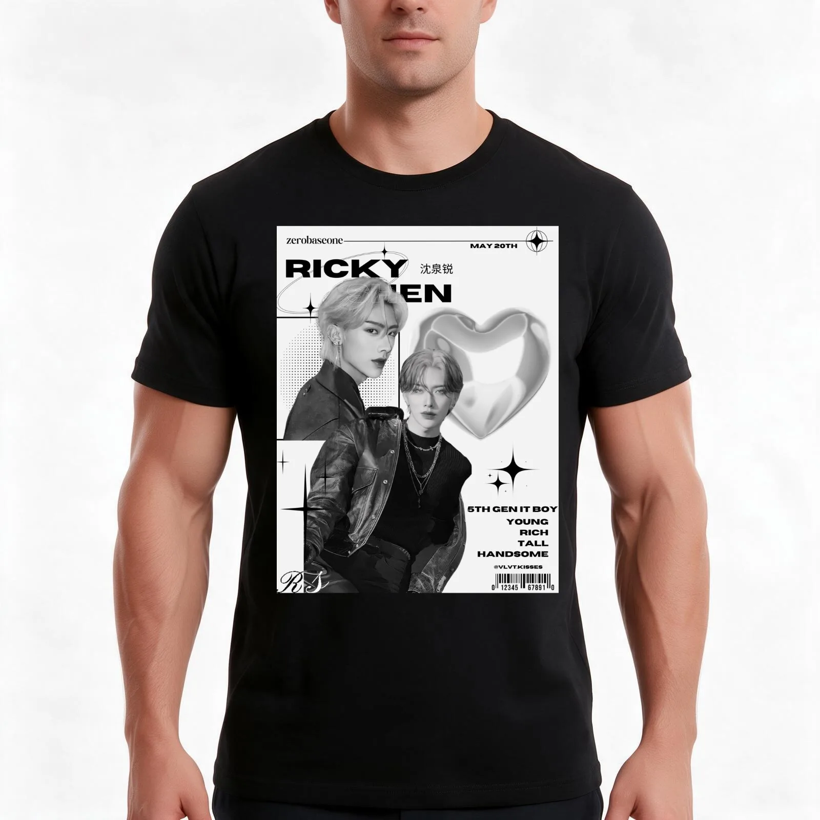 zerobaseone Ricky heartthrob concept T-Shirt Summer Casual Cotton Tee Oversized Streetwear Tops Vintage Graphic Print