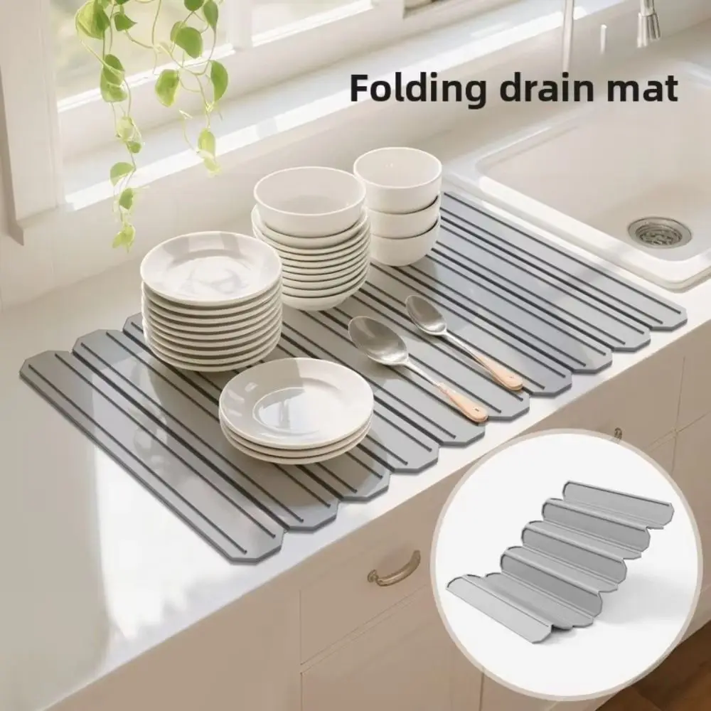 

Quick-drying Kitchen Drying Mat Non-slip Countertop Protector Silicone Drain Pad Multi-functional Prevents Water Build Up