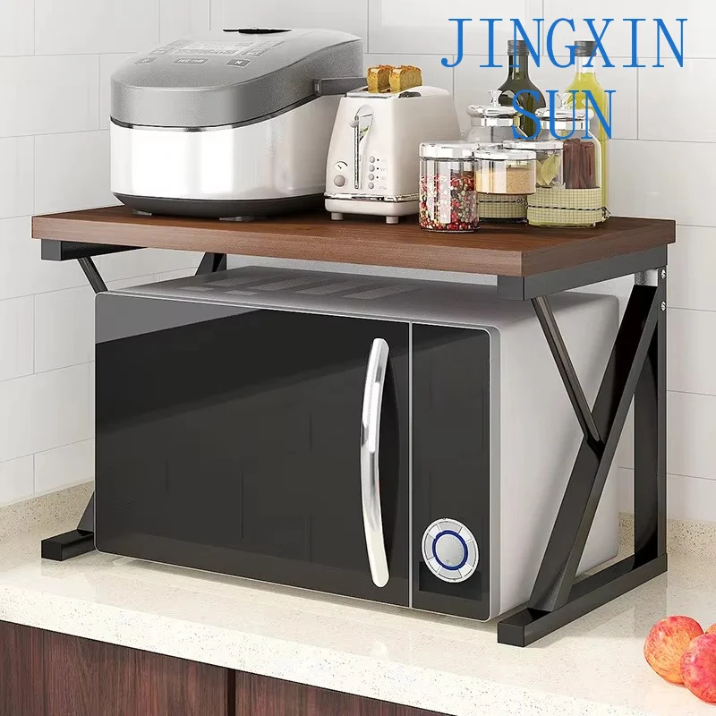 Kitchen Microwave Oven Shelf Countertop Spice Shelf Household Storage Shelf Floor-to-ceiling, double-layer tabletop