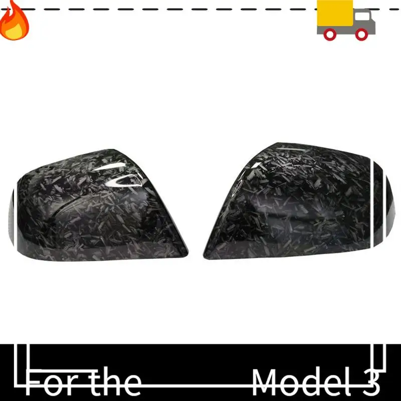 

Discount-Car Rear Mirror Cover Cap For Tesla Model 3 Water Transfer Forging Pattern Rearview Mirror Shell