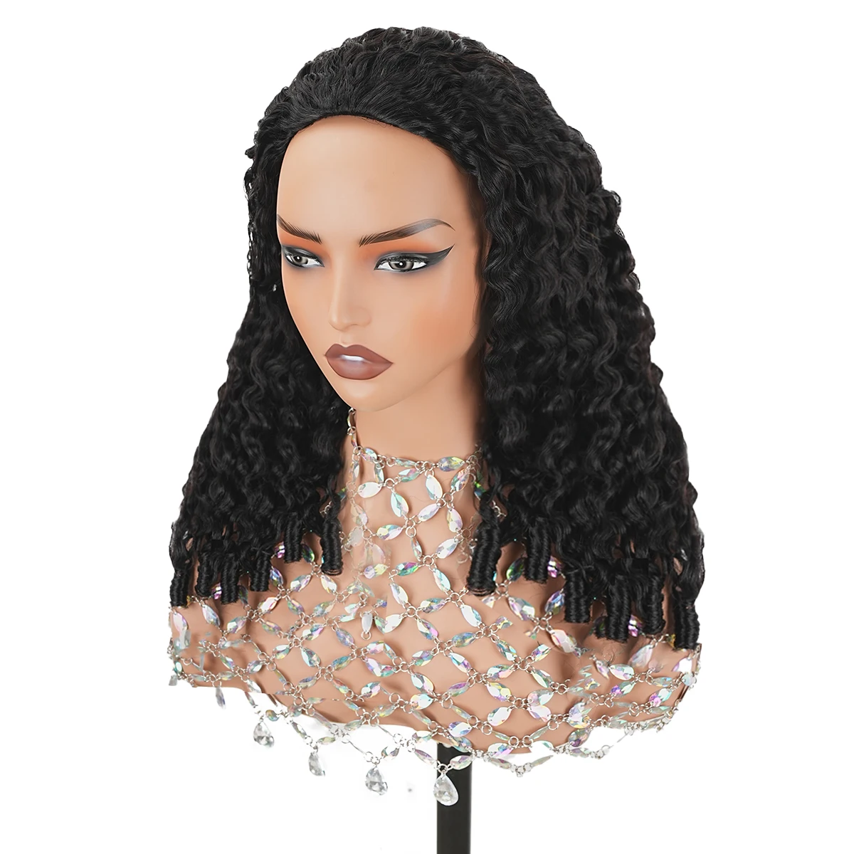 Burmese Curly Half Wig Human Hair Wear and Go Flip Over Half Wigs For Black Women Drawstring Beginner Friendly Machine Made No Sew 3 In 1 Wig With Spiral Curly Ends 250% Density
