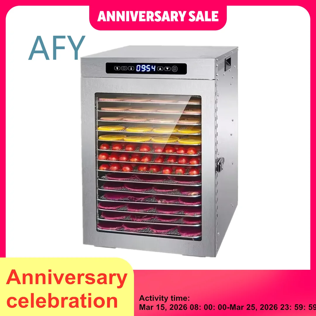 14 Tray Food Dehydrator for Home Use 1200W Stainless Steel Fruit and Vegetable Dryer with Digital Timer for Kitchen Appliance
