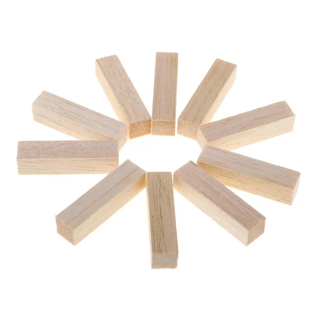 Unfinished Balsa Wood Dowel Sticks Square Block Woodcraft Supplies Hobby Wooden Shapes for Kids Crafts DIY Ornament
