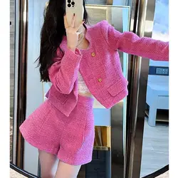 Elegant Autumn Winter High-End Small Fragrance Style Set Women's Design Sensation Fashion Short Pants Two-Piece Suit