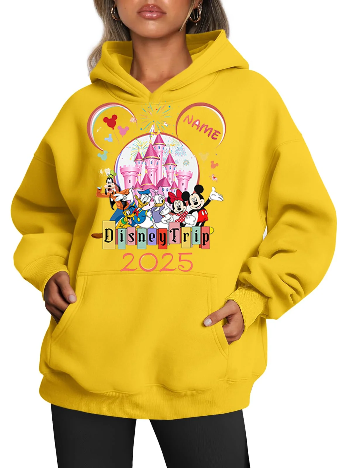 Disney 2025 Journey American New Year Celebration Gift Hoodie Women\'s Fashion Loose Leisure Sports Disney Long Sleeve Hoodie