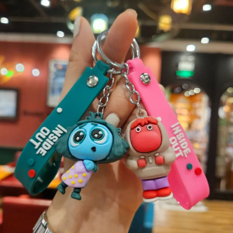 Disney Inside Out 2 Kids Anime Cute Keyring Boy Cartoon PVC Keychain Girl Creative Pendant Children Fashion Jewelry Accessories