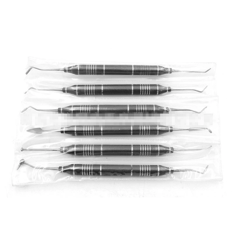 High-end 6Pcs/Set Dental Resin Filler Autoclavable Reusable Titanium Plated Head Resin Filler Thick Handle Dentist Tools Instrum