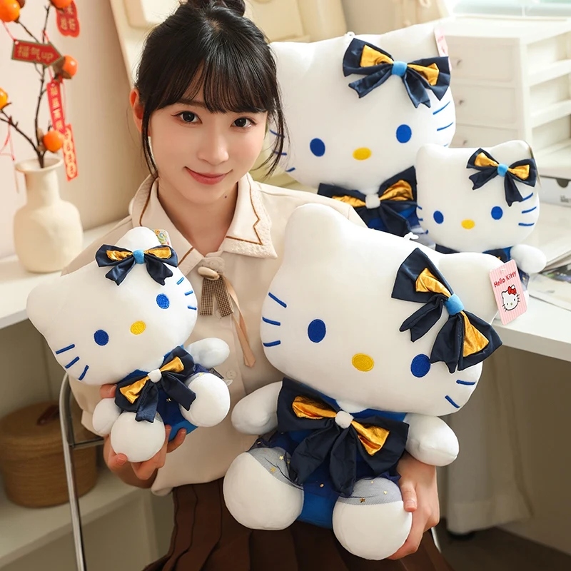 

25/33cm Bowknot Blue Hellokitty Plush Toys Cartoon Soft Stuffed Dolls Girls Birthday Christmas Gift Toy Sleeping Companion