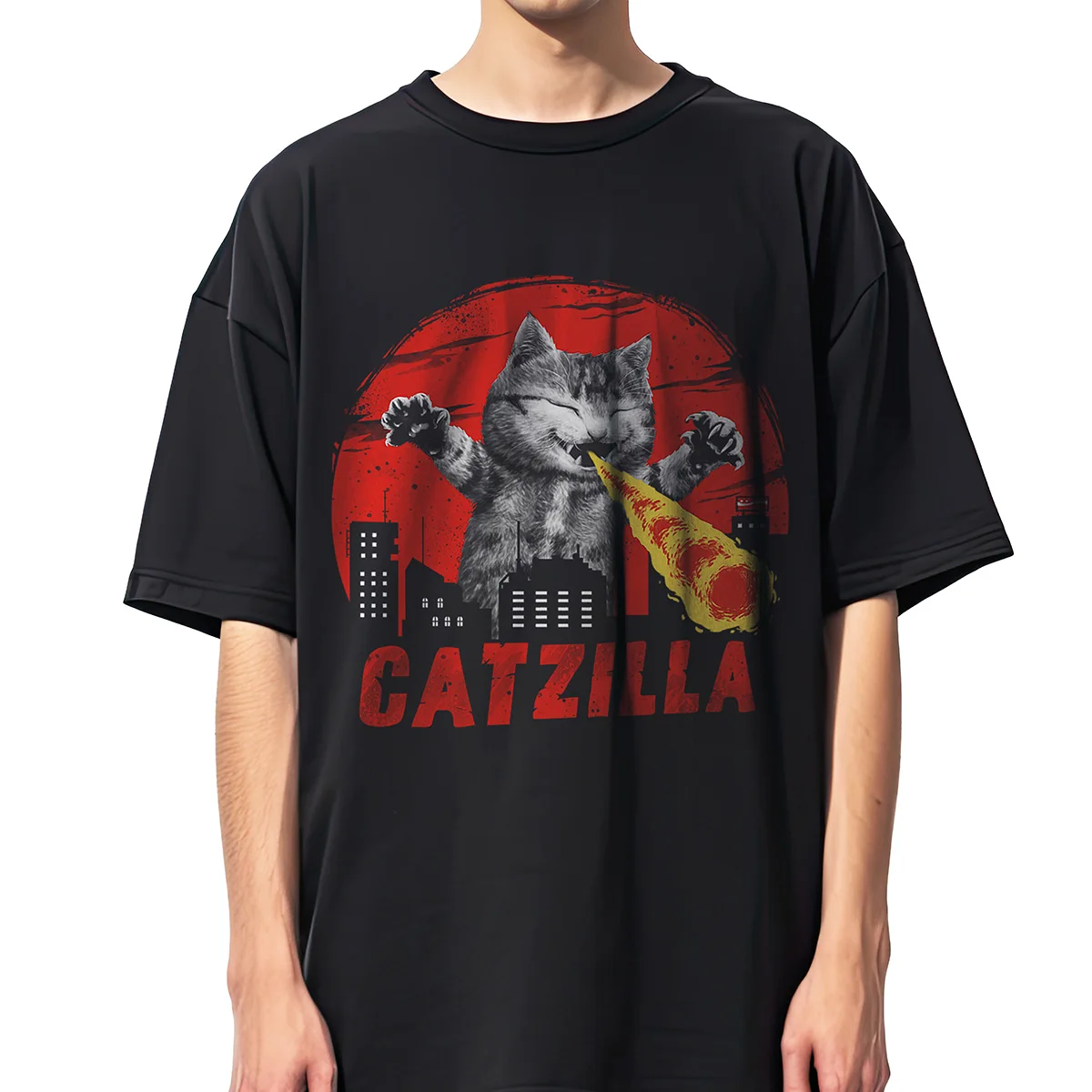 Catzilla Anime Kaiju Y2K Cute Cat Unisex Tshirt Men Women Unisex T-shirt Short Sleeve Tees T Shirt Y2K Clothing Polyester Tees