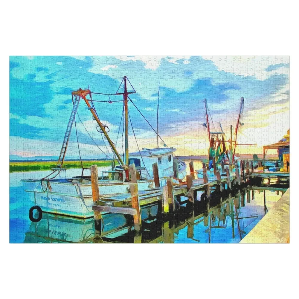 

Darien Shrimp Boats at Sunset Jigsaw Puzzle Personalized Gift Personalized Toy With Personalized Photo Toddler Toys Puzzle