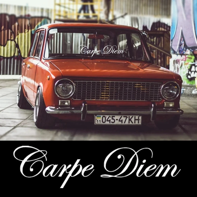 

_ 30/40/50/60/80 см забавная Автомобильная наклейка Carpe Diem, Виниловая наклейка, белая/черная для автомобиля, наклейки, стайлинг на окно шрифта