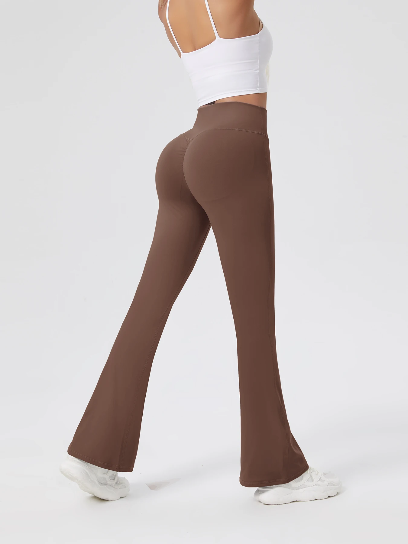 Hot Sale Scrunch Butt Sports Fitness Tights Solid Color Yoga Pants Leggings For Women Flared Workout Pants