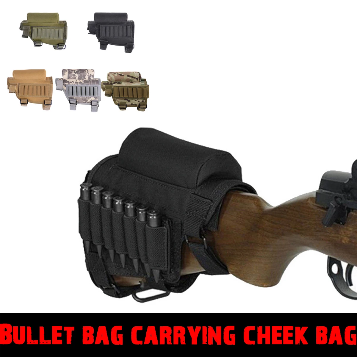 New CS seven-hole 98K outdoor multi-functional bullet bag cheek bag accessory bag gun butt cover