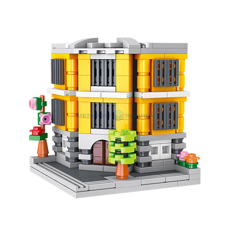 Time Grocery Store MOC 59077 Ideas School Buliding Bricks Street House Street View Architecture View Model Blocks Set Gifts