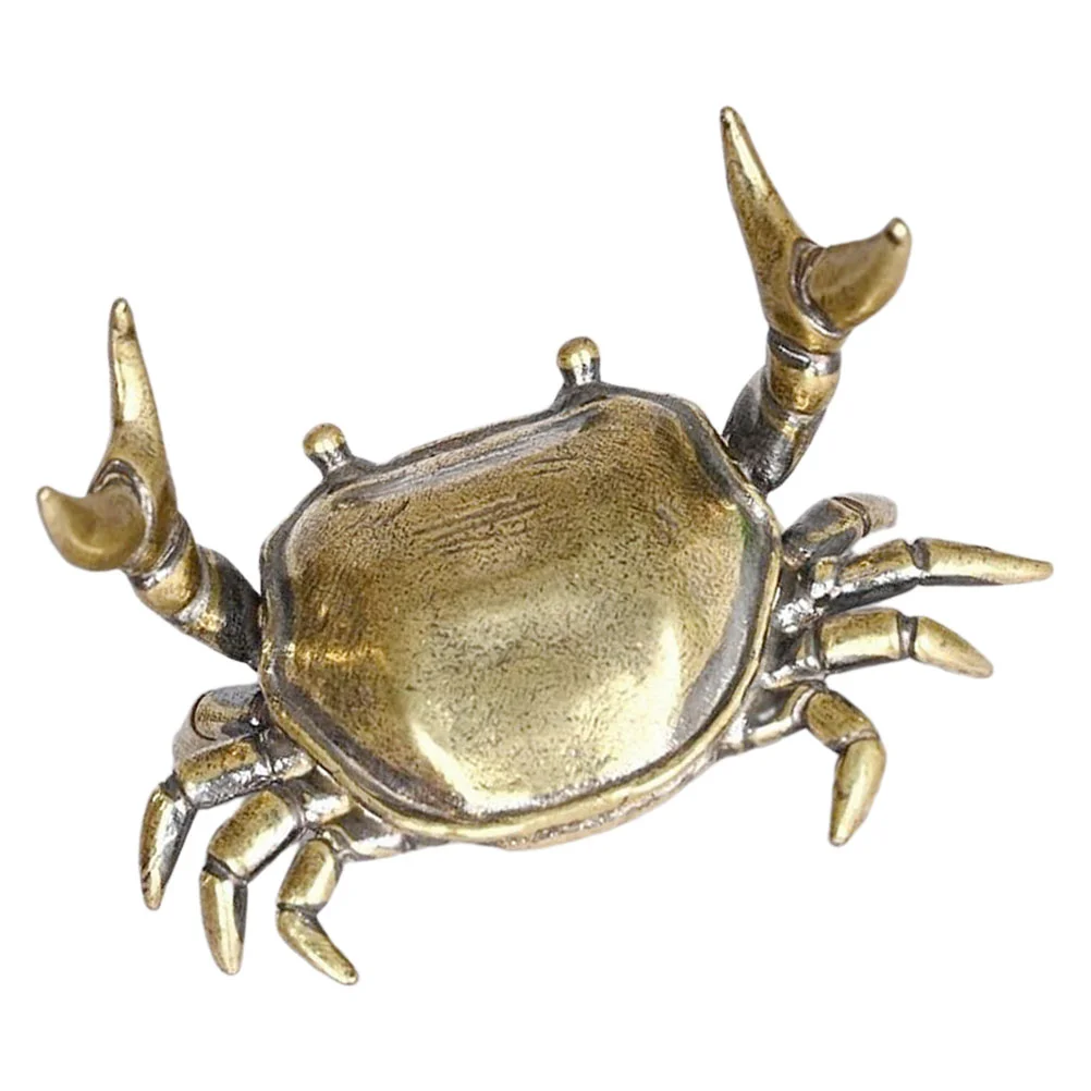 Powerful Crab Ornaments Toy Brass Figurine Statue Animal Figurines Alloy Desk Pen Stand