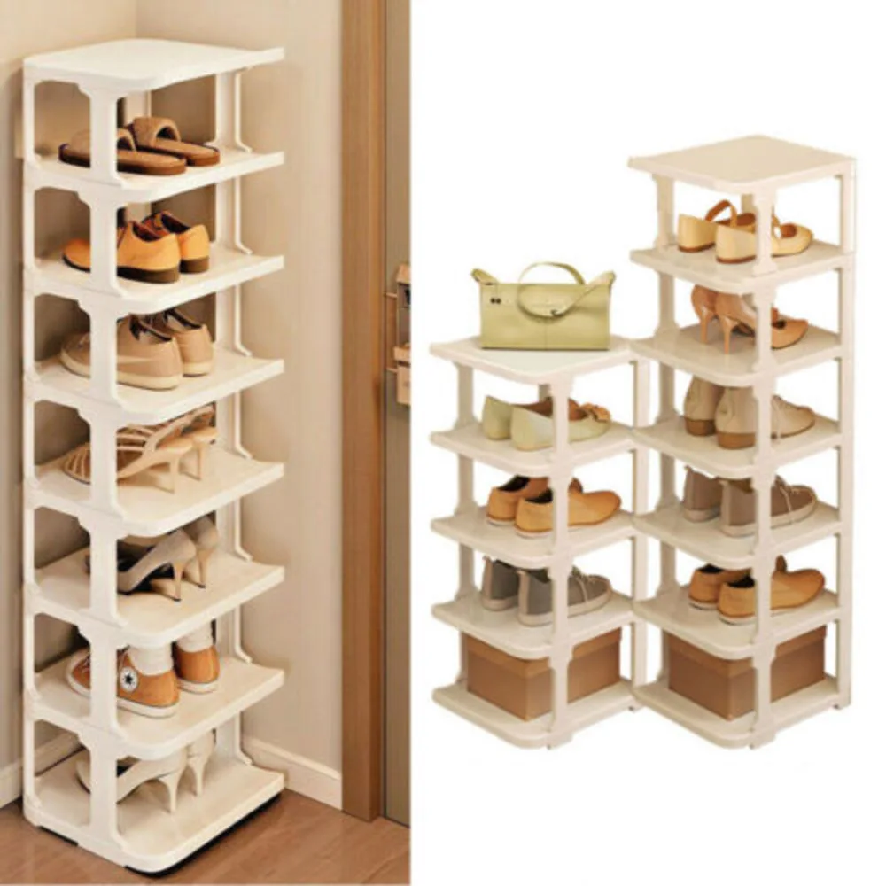 5/7 Tier Shoe Rack Storage Organisers Cabinet Vertical 1-Row Slim Narrow Shelf