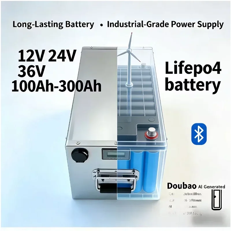 12V/24V/36V 100Ah‑300Ah Deep Cycle LiFePO4 Lithium Battery, Marine‑Grade Waterproof, Perfect for Boat Trolling Motors, Yacht P