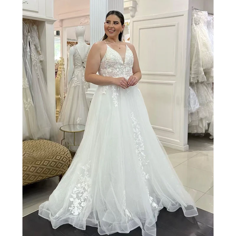 

Plus-Size Wedding Dress Organza With Embroidery Satin Curvy Bridal Gown Boatneck Sleeveless Customized Button Vestido De Novia