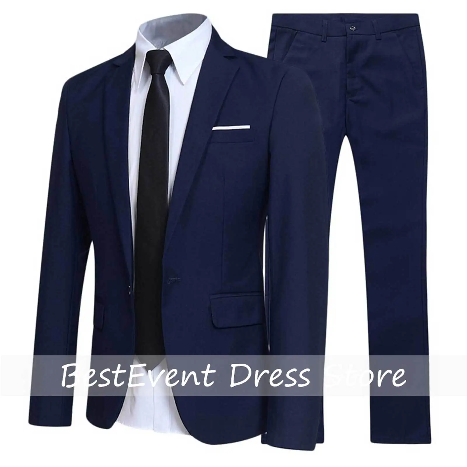Men Gentleman Suit 2Pcs Formal Uniform Lapel Blazer Jacket with Pants Office Meetings Business Wedding Party Outfits Customized