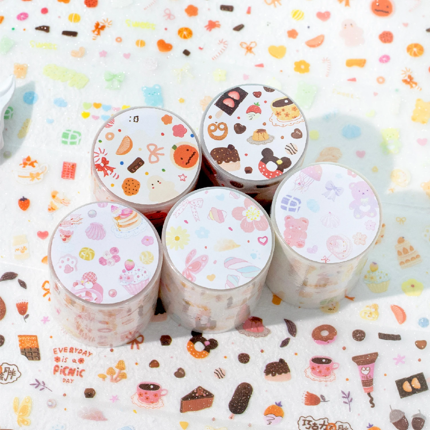 5 Styles Kawaii Washi Tapes Scrapbooking Stickers Cute Japanese stationery Journaling Supplies Aesthetic Sticker Masking tape