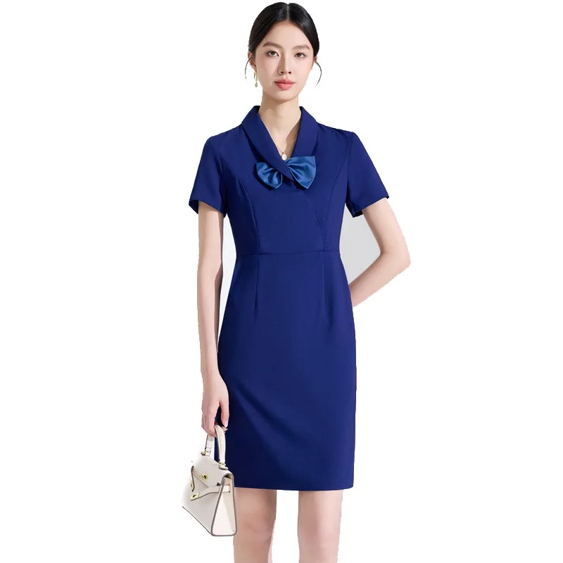 Professional Dress for Women with a Sense of Sophistication2025Summer Thin Workwear with Pockets for Beauty Salon and Jewelry St