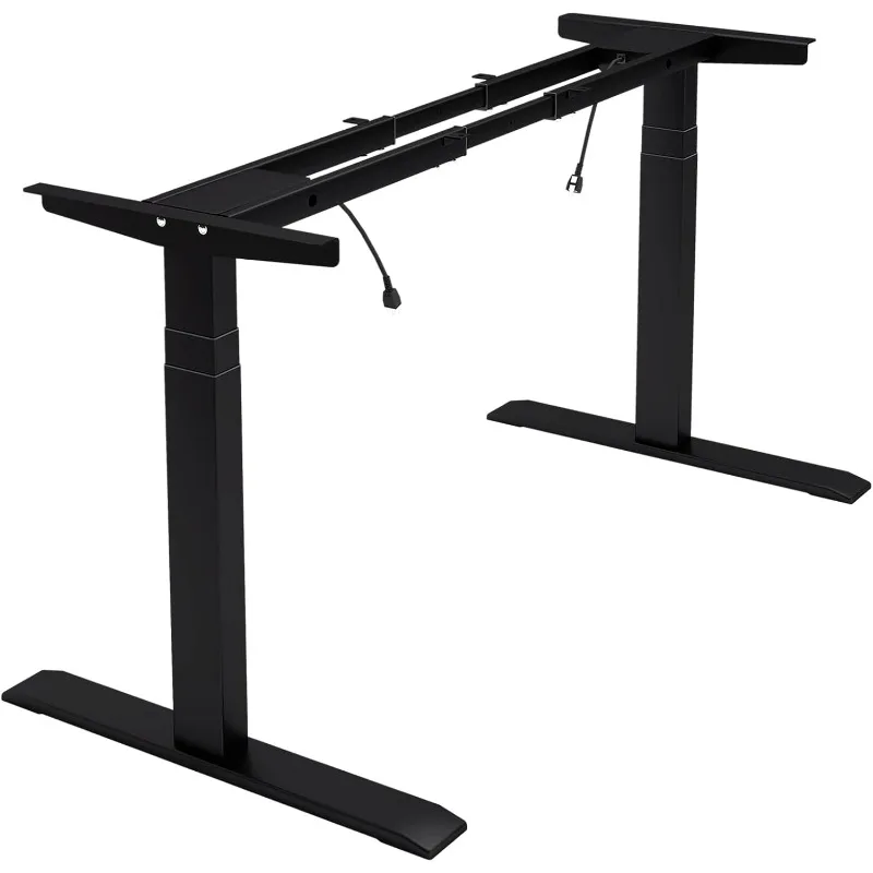 Elétrica ajustável Standing Mesa Quadro, Motor duplo, 3 Stage, Heavy Duty, 300lb Capacidade de carga, Home Office, Black Frame Only