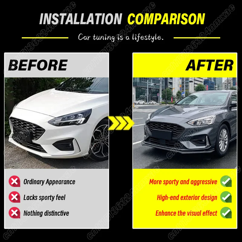 For Ford Focus MK4 ST Line 2019 2020 2021 2022 Front Bumper Lip Car Splitter Exterior Auto Replacement Body Modification Kit
