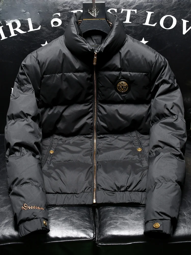 

Мужская пуховая куртка с воротником-стойкой, осенне-зимняя новинка, повседневный универсальный теплый топ, верхняя одежда на белом утином пуху