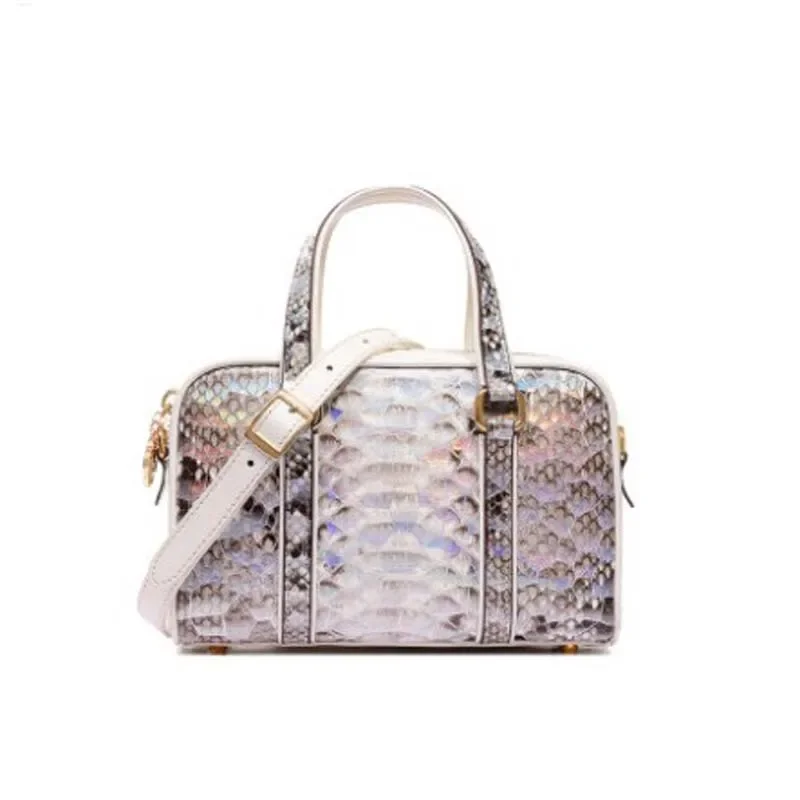 

ouluoer new Python skin Little bread One shoulder crossbody bag Genuine snake leather Laptop bags fashion women handbag