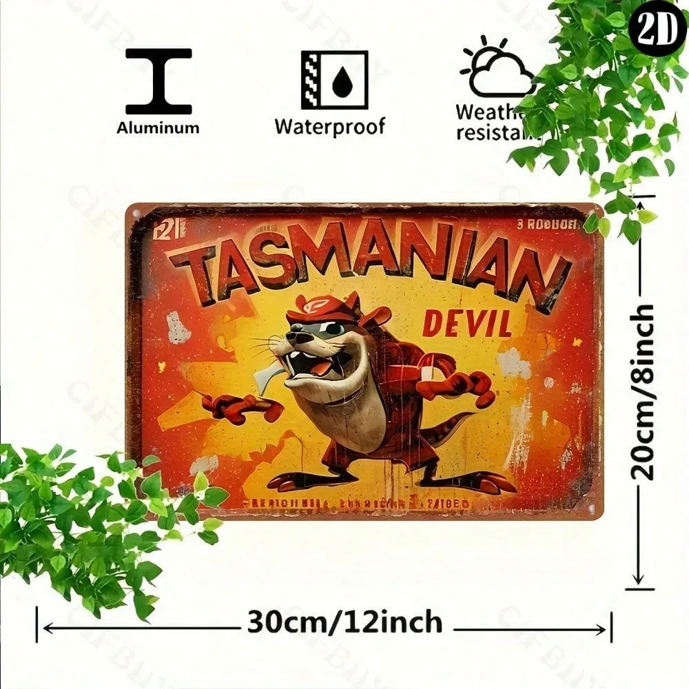 

Винтажная металлическая вывеска «Тсманский дьявол» 8x12 дюймов, высокоточная алюминиевая настенная живопись для домашнего сада, бара, кафе, Хэллоуина House De