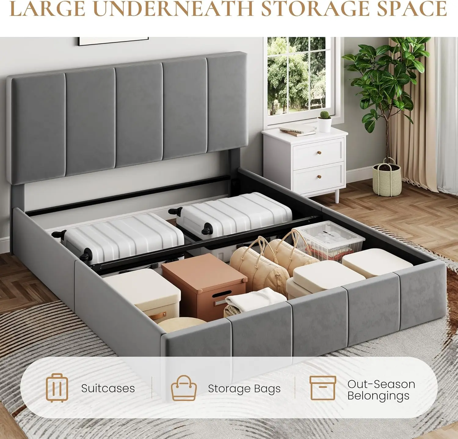 

Полноразмерный каркас подъемной кровати, регулируемое изголовье, гидравлическая опора, бархатная обивка, простая установка