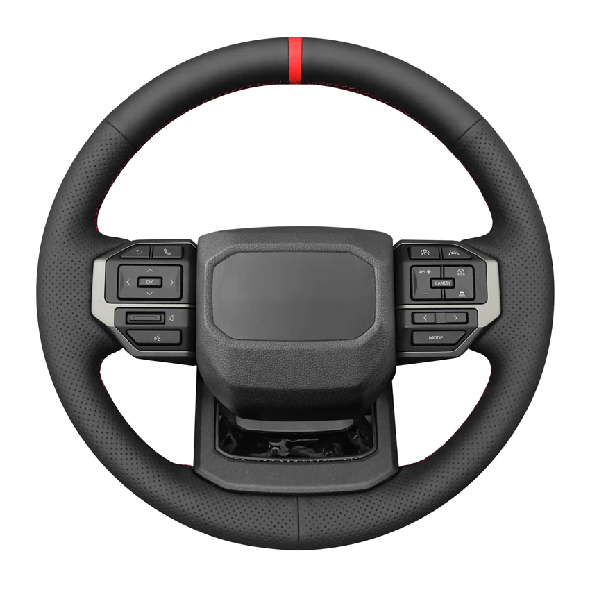 Black Faux Leather Car Steering Wheel Cover for Toyota Land Cruiser 2024-2026 Prado 250 Series 2023-2026