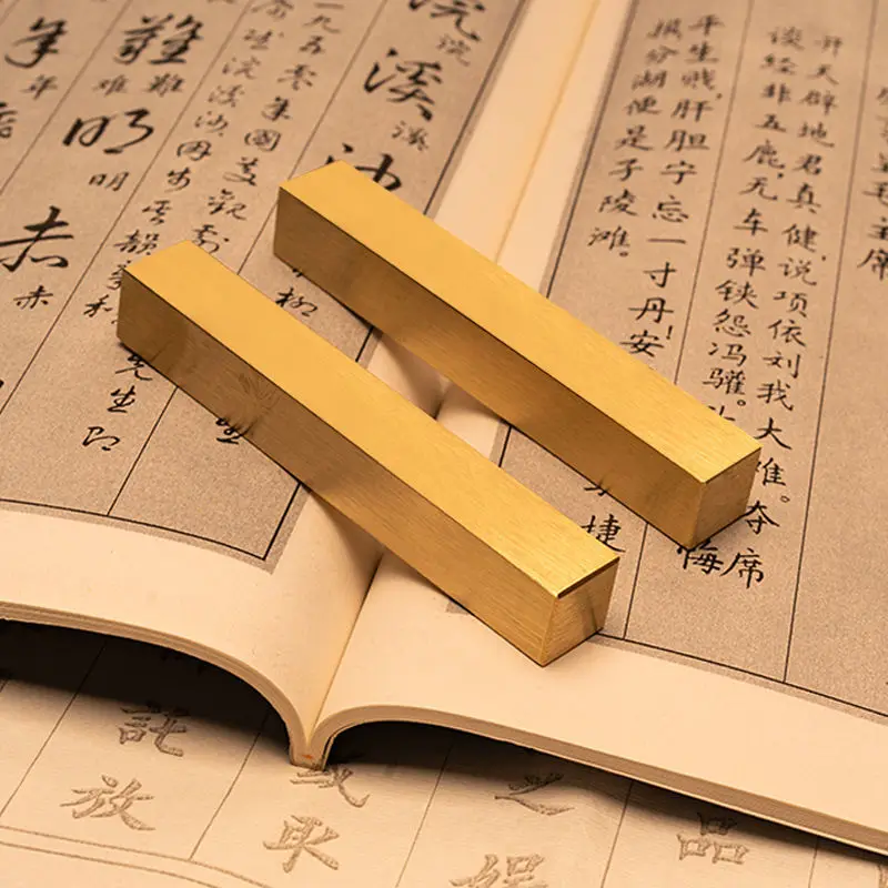 Clearance Brass Paperweight Ruler Pair Of Natural Color Pure Copper Calligraphy Press Strip Solid Study Four Treasures