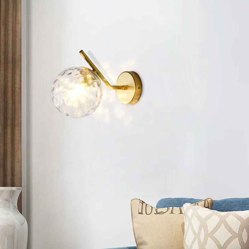 

Simple Personalized White Glass Ball Small Wall Lamp Simple Aisle Corridor Bedroom Bedside Home Room Decor Wall Light Led Lamp