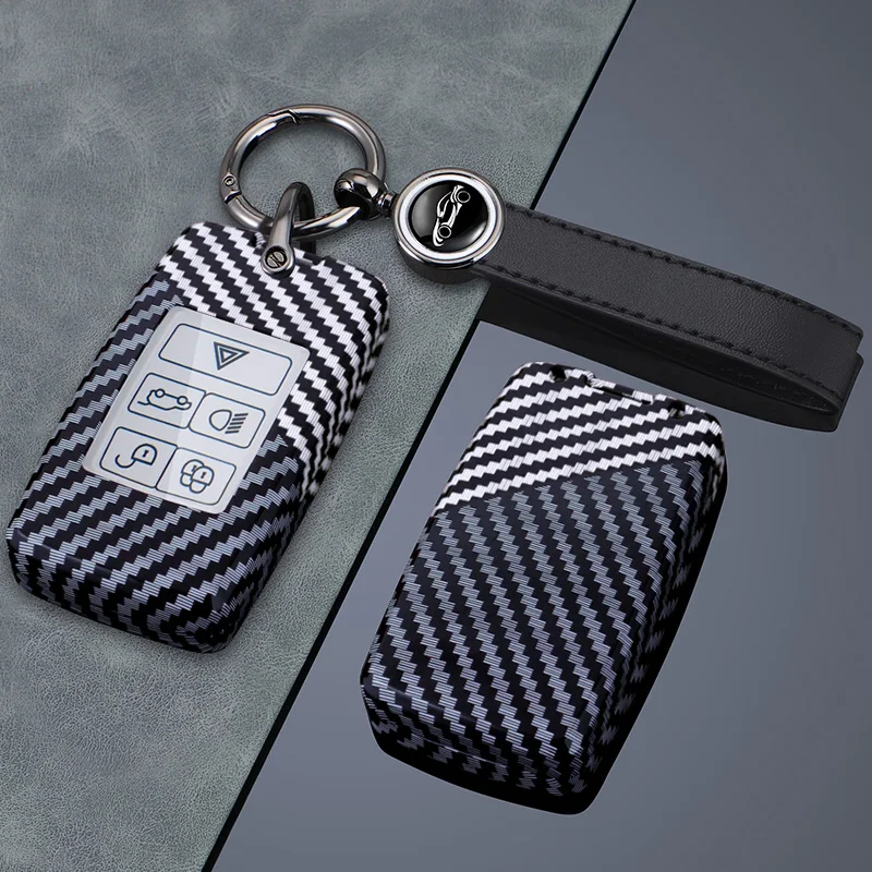 

Carbon Fiber Car Key Case Cover Protect Shell Bag For LandRover Range Rover Sport Evoque Freelander Velar Discovery Jaguar XE XF