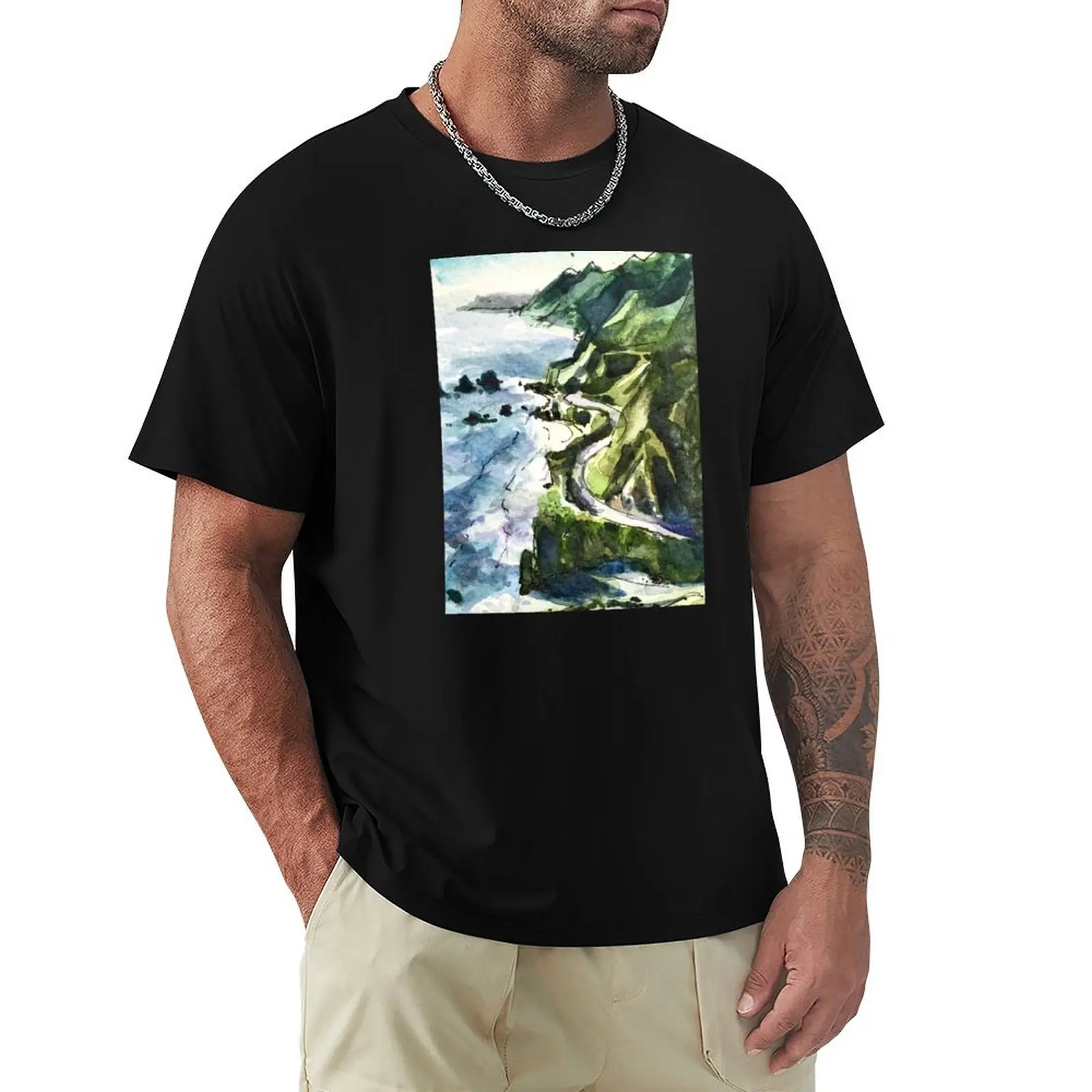 California Coast Big Sur USA T-Shirt cotton t shirts man 100% T-Shirt