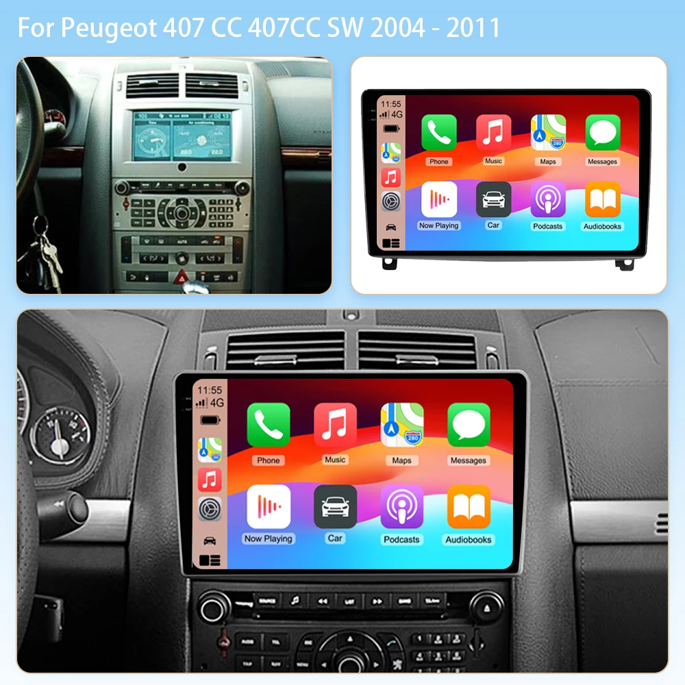 2K 2Din Android 16 Car Multimedia Video Player For Peugeot 407 cc SW 407CC 2004 - 2011 Car Radio Navigation Stereo CarPlay Auto