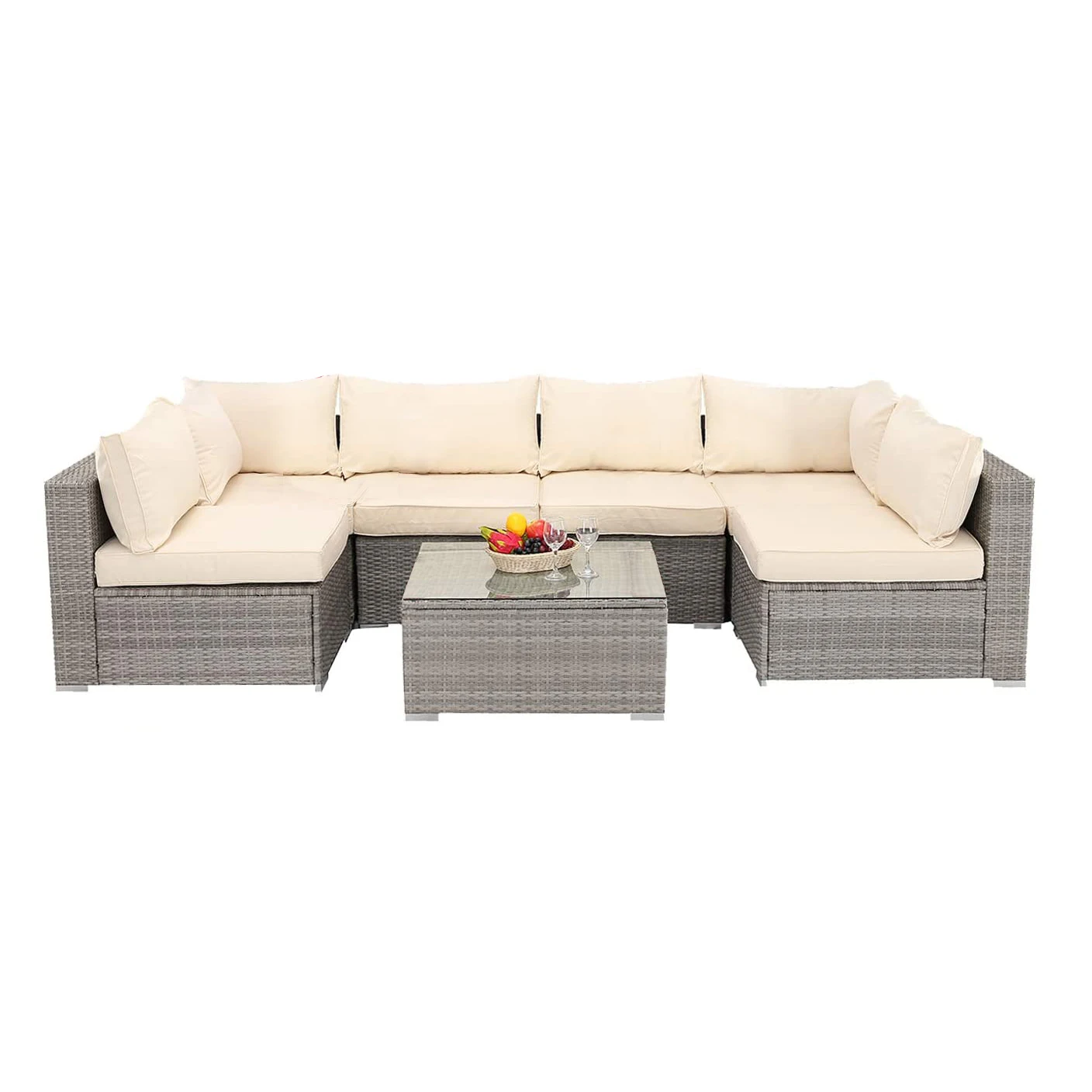 Modern 6-Piece Eco-Friendly Outdoor Patio Furniture High Quality Aluminum Frame Rattan Sofa Set for Hotel Farmhouse Dining
