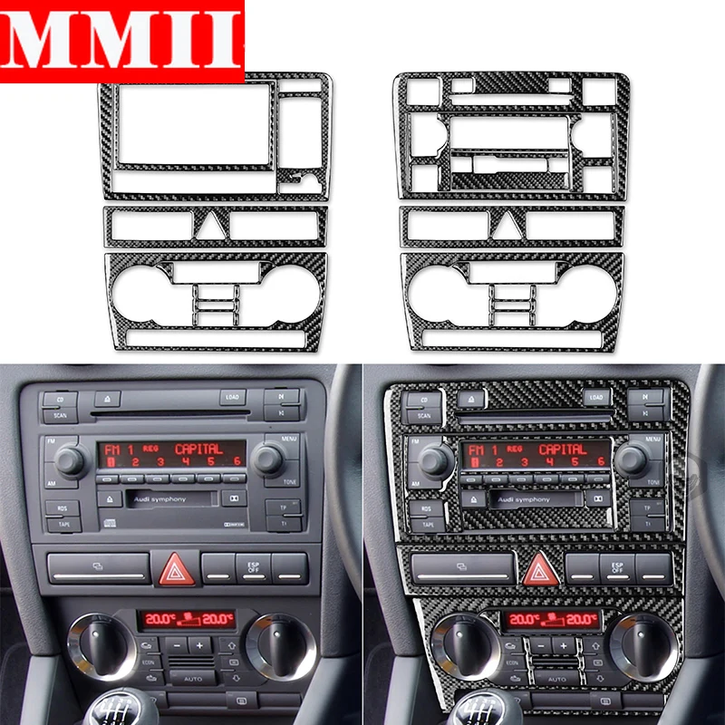 

Carbon Fiber Sticker Accessories Car Center Control Panel AC Radio Navigation Control System Trim For Audi A3 S3 8P 2006 2007