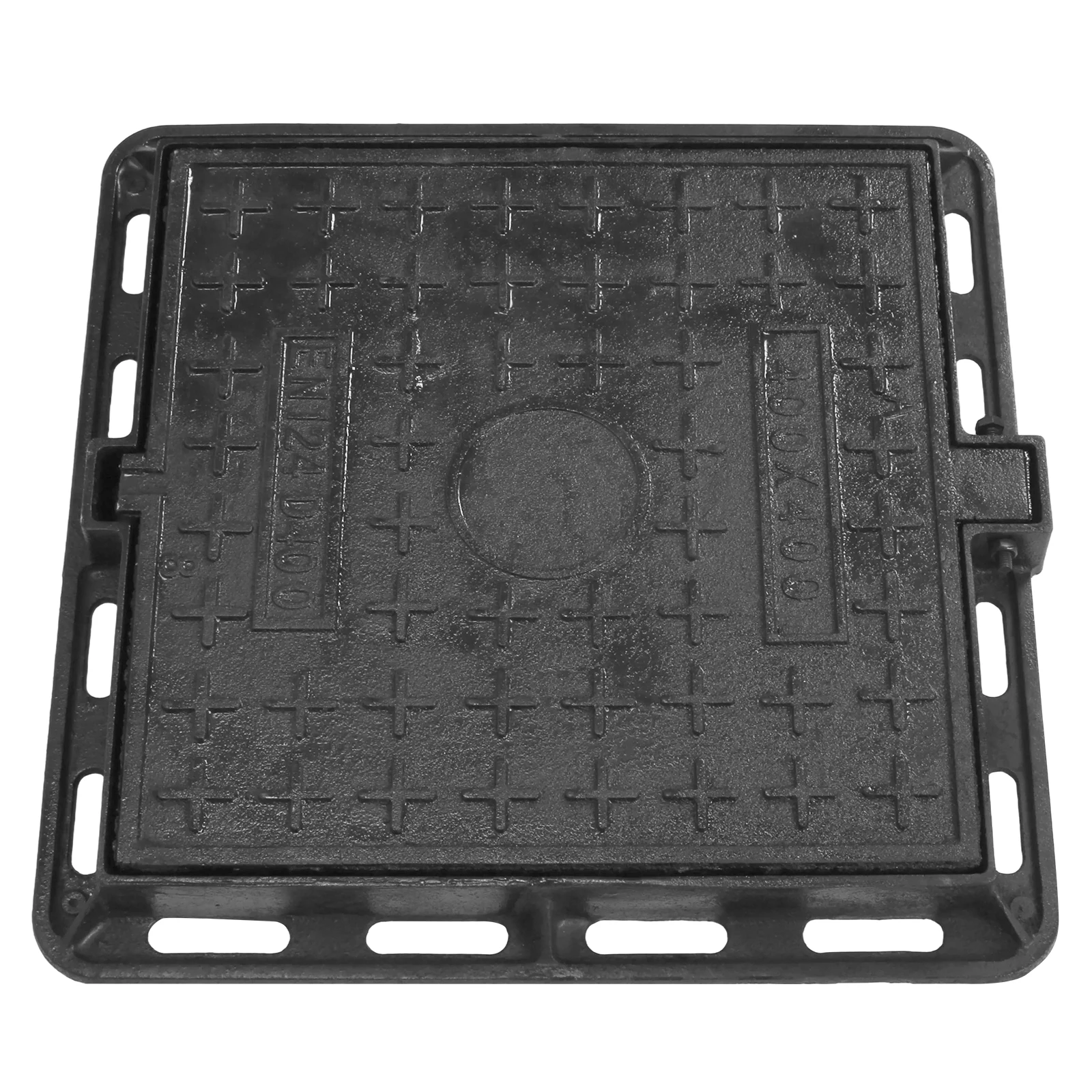 Cast Iron Manhole Cover and Frame with Base Rectangular Lift-Off Manhole Covers Non-Slip Design for Concrete Yard Basement Patio