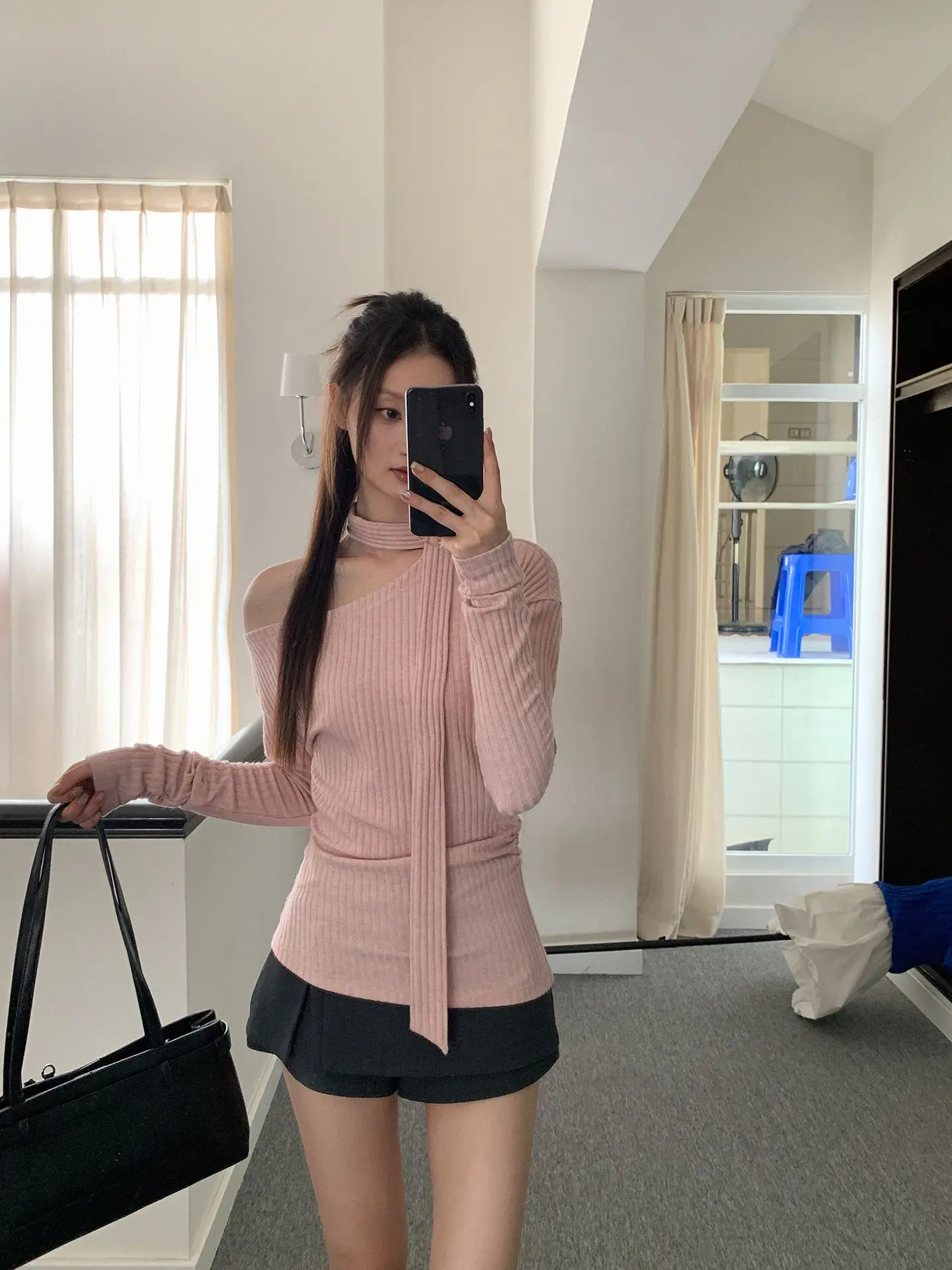 

Women Pink Gothic T-shirt Harajuku Y2k Tees Top Vintage Aesthetic Long Sleeve Asymmetrical T-shirts 2000s Emo Oversize Clothes