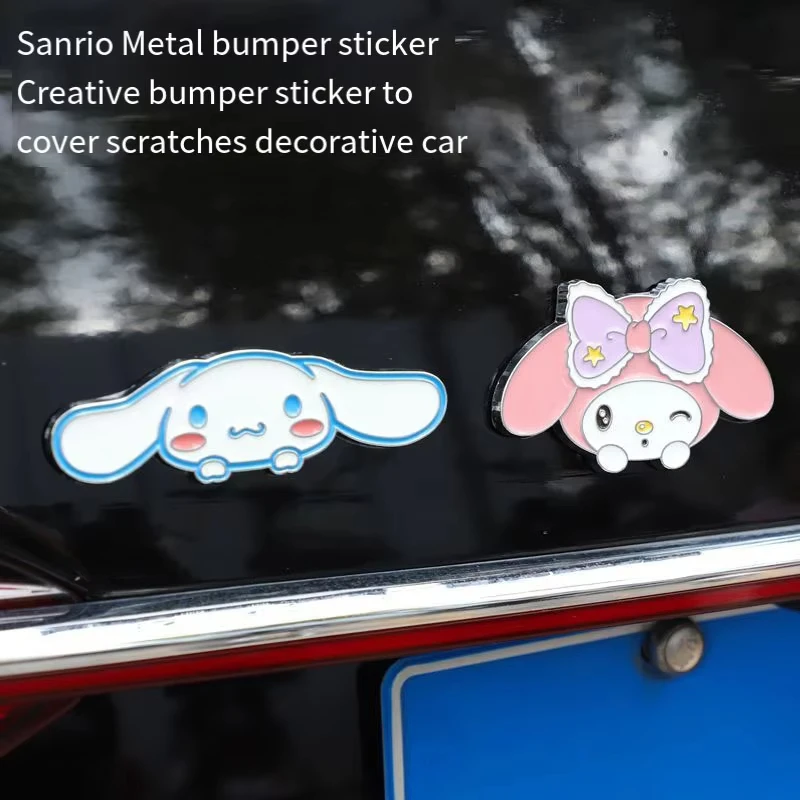 

Sanrio Hello Kitty Automobile Metal Car Sticker Cartoon Kuromi My Melody 3D Sticker Decoration Scratch Blocking Auto Accessories