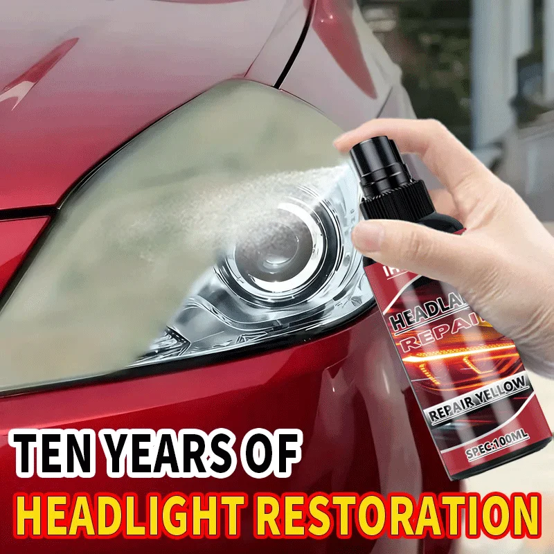 Ultimate Car Headlight Restoration Spray 35ml- Efficient Yellowing Removal for Clear Lighting and Enhanced Visibility