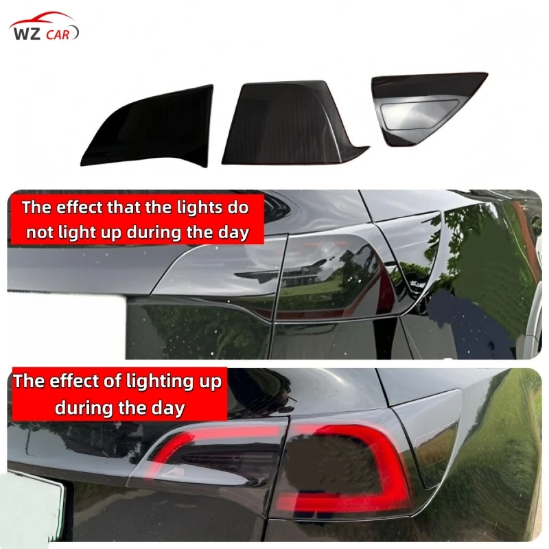 

6 Pcs/Set For Tesla Model 3/Y Rear Tail Light Cover ABS Black Car Trim Accessories Cover Adhesive Mounting Protective Cover