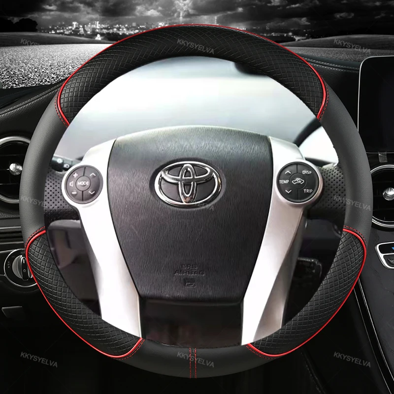 

For Toyota Prius 30 20 Prius V Prius C Prius Prime Car Steering Wheel Cover Massage Non-slip Leather Auto Accessories