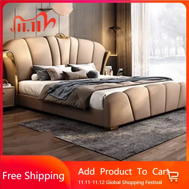 

Реплика размера «queen-size», простая двуспальная кровать, водонепроницаемая кожаная вилла, современный каркас двуспальной кровати, органайзер, мебель для комнаты Letto Matrimoniale