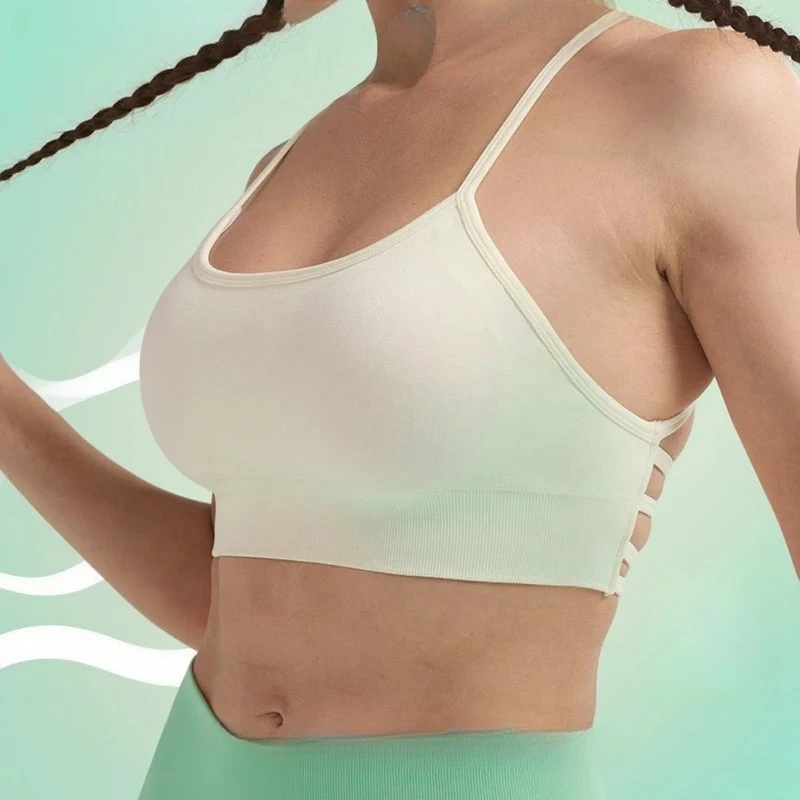 

Yoga Crop Tops Gym Wear Strap Crossstyle Beautiful Back Chest Pad Sports Shockproof Underwear Gym Bodysuit Women Gym Sets