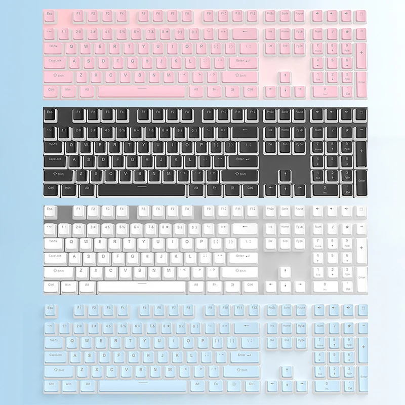 Auf Lager Mini-Komplettset mechanische Tastatur Double Skin Milk Pudding 130 Tastenkappen 61/68/84/87/98 für Computer- und Bürogebrauch